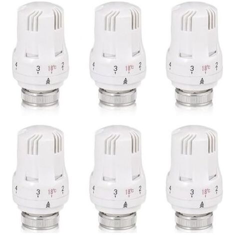 Tete Thermostatique Radiateur, 6 Pièces Tête de Vanne de Radiateur, Robinet Thermostatique Radiateur, M30 X 1,5 Tête de Thermostat, Tête de Radiateur pour Le Bureau et La Maison(A)-différentes quantit (1/5)