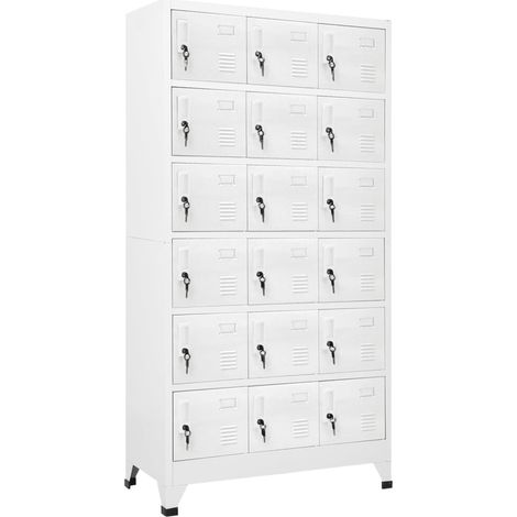 Armoire à casier, Vestiaire Métallique, Meuble de rangement avec 18 compartiments Métal 90x40x180 cm HYB69971 (1/5)