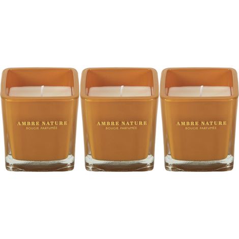Bougie parfumée carrée Nude 7 cm (Lot de 3) Moutarde (1/4)