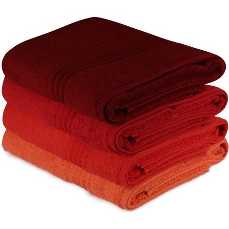 Set aus 4 Badetüchern - 70 x 140 cm - Orange