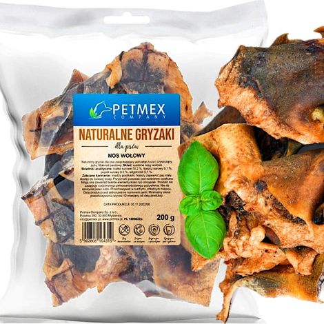 Delicatezza, masticazione naturale per cani Naso, Naso di manzo Petmex 200g (1/3)