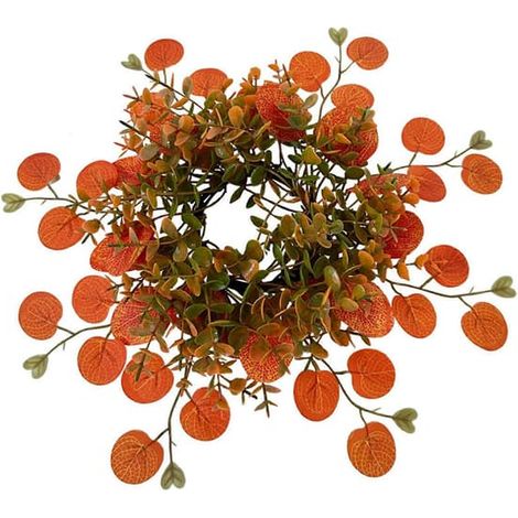 Guirlande d'eucalyptus artificielle d'automne, lianes de feuilles de penny d'automne, fausse verdure pour la fête de Thanksgiving, E (1/5)