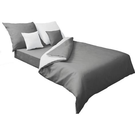 Satin Bettwäsche 160x200 DOUBLE FACE Grautöne (1/4)