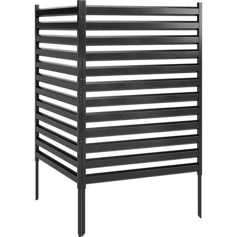 Clôture de jardin 2 panneaux 91 x 152 cm, clôture occultante métallique avec poteaux et capuchons protecteurs, antirouille couleur noire