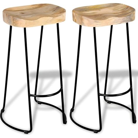 Lot de deux tabourets de bar design chaise siège 2 pcs bois de manguier massif (1/5)
