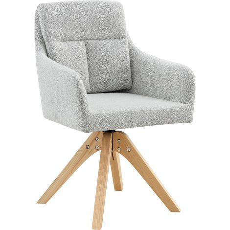 GagaLot de 2 chaises de salle à manger pivotantes à dossier haut. Velours texturé gris clair avec pieds en bois massif. Rotation 360°, polyvalentes et adaptables à divers styles. (1/5)