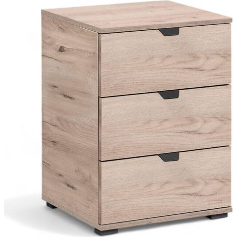 Comodino rovere grigio con design moderno da 45x40x63 in truciolare bilaminato adatto per qualsiasi ambiente