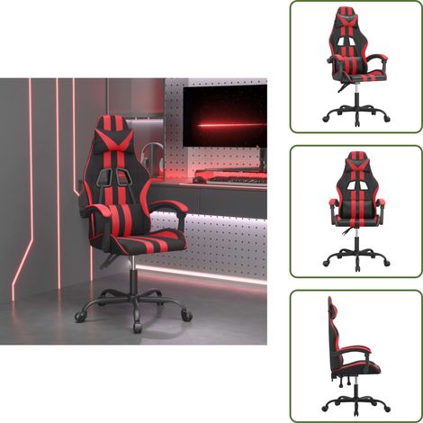 Sedia in similpelle - vidaXL Sedia da Gaming Girevole Nera e Rossa in Similpelle - Sedia regolabile