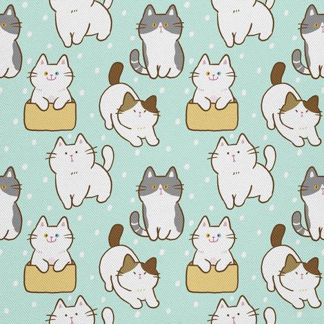 Tela Oxford decorativa para exteriores - Estampado de gatitos y lunares I DX040 (1/5)