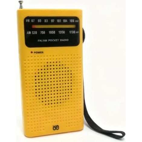 Radio AM/FM portable - Piles AA non incluses - Excellente réception et qualité sonore - Idée cadeau parfaite - Jaune (1/5)