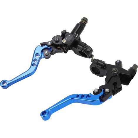 Paire de leviers de frein et d'embrayage avec réservoir de maître-cylindre hydraulique pour moto Suzuki bleue (1/5)