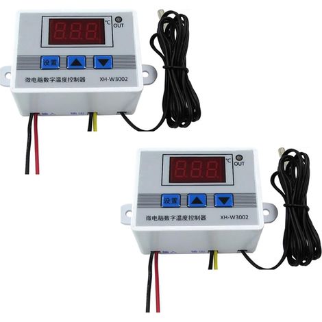 Temperaturregler – 2 Stück – Kunststoff – Digitales LED-Thermostat – Heizen und Kühlen – 60 x 45 x 31 mm (1/5)