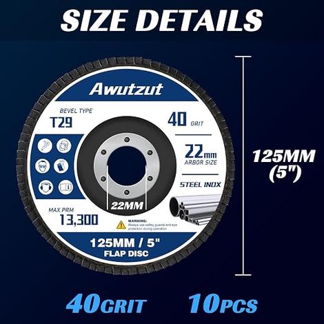 125MM Abrasive Grinding Disc Grinder 40 Grit Angle Grinder (1/4)
