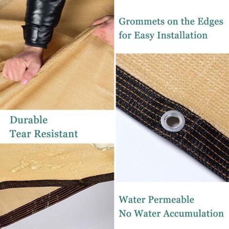Voile d'ombrage rectangulaire beige, protection UV à 90%, convient aux pergolas, serres, jardins, piscines, respirante, 3m x 5m. (1/3)