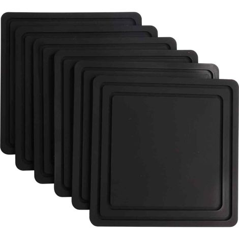 Sous-Verre - PVC Noir - Carré - Antidérapant - Résistant à la Chaleur et au Froid - Pour Bois Verre Pierre - Lot de 6 (1/5)