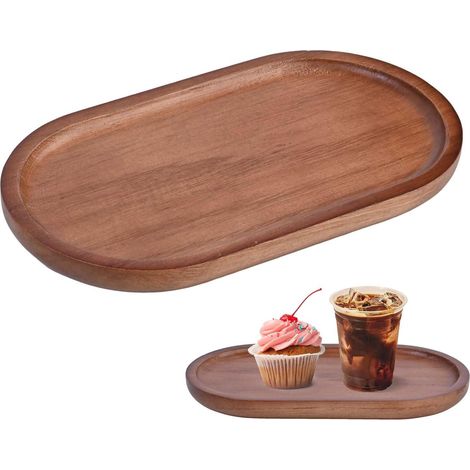 1 Plateau Bois d'Acacia, Ovale, Bords Surélevés, Design Rustique, Cuisine Salle de Bain Bureau (1/5)