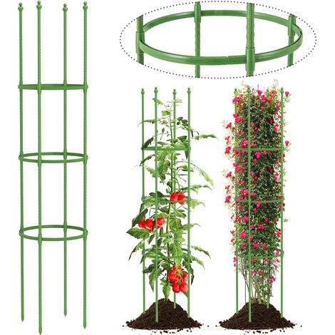 COSTWAY 2-Pack Tomato Cage 145 cm Tall Garden Plant Support Garden Trellis Green (1/5)