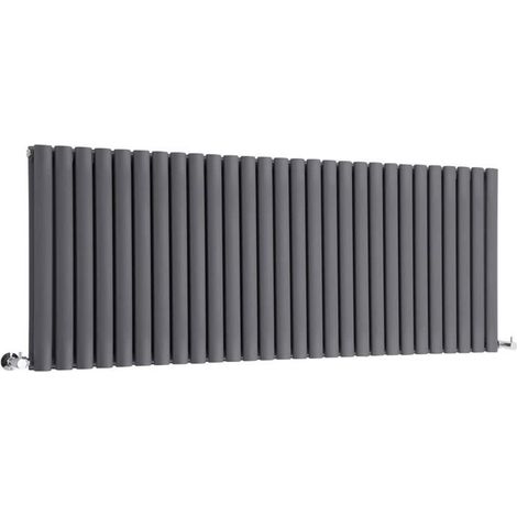 Milano Aruba Anthracite Horizontal Double Oval Panel Radiator - 635mm x 1652mm