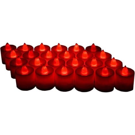 Fonction minuterie : 24 bougies LED sans flamme, lot de 24, blanc chaud KLB (1/3)