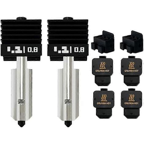 Kit de tête d'impression 2 pièces 0,8 mm avec buse en acier trempé améliorée, 2 capuchons en silicone supplémentaires et 2 brosses de nettoyage pour buse (f FDQ) (1/5)