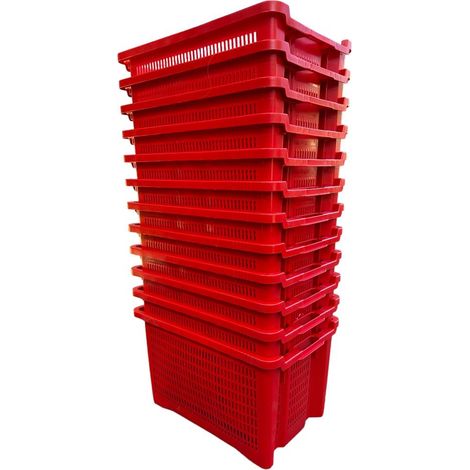 Cassa Cassetta agricola ortofrutta Salvaspazio 52x29x42H cm ROSSA FONDO FORATO 12 PEZZI (1/4)