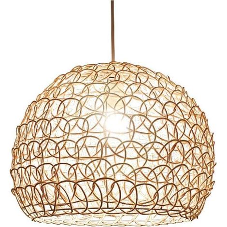 Retro-Pendelleuchte aus Bambus, 25 cm – Handgeflochtener Rattan-Kronleuchter im Landhausstil für Wohn- oder Schlafzimmer (1/4)