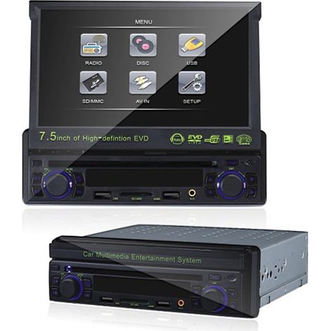 TRADE SHOP - Autoradio Dvd Stereo 1 Din Display Scomparsa 7.5 Radio Mp3 Aux Usb Sd Av - (1/2)