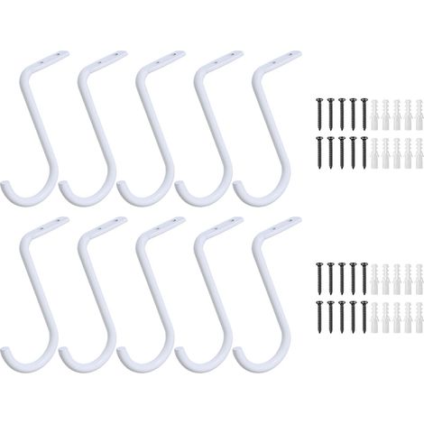 Lot de 10 supports centraux de tringle de placard avec vis, support mural en métal robuste de 2,5 cm (blanc) (1/5)