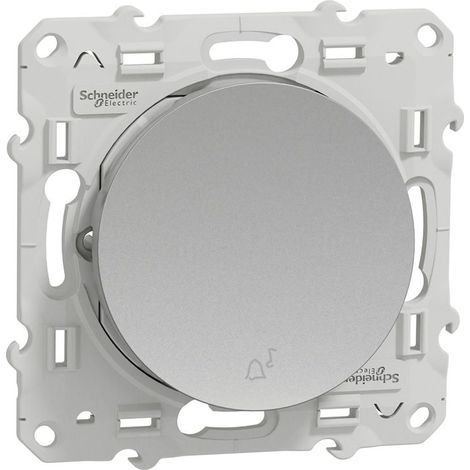 Poussoir 10AX 250V aluminium à fermeture symbole cloche sans plaque ODACE SCHNEIDER S530246 (1/3)