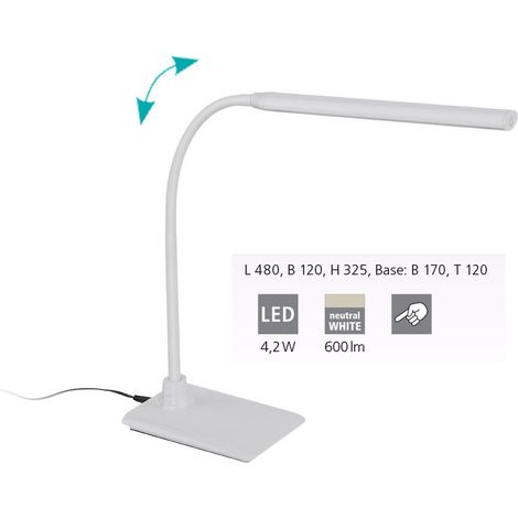 EGLO LED-Schreibtischleuchte LAORA, 3,5 W, 550lm, 4000K 230V, weiß, dimmbar (1/5)