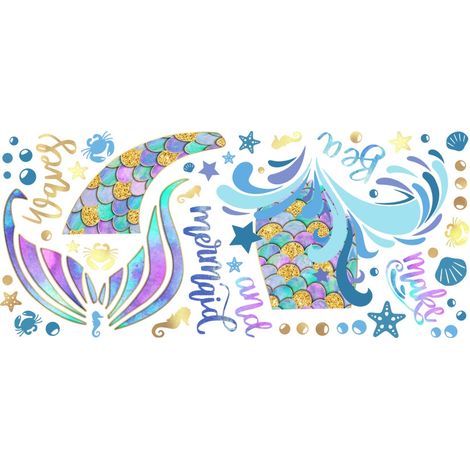 Stickers muraux sirène bulles pour salon et chambre, peinture décorative (1/5)