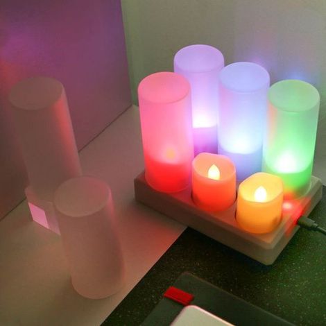 Velas LED recargables con llama parpadeante，6 unidades，Con mando a distancia，Recargable (1/5)