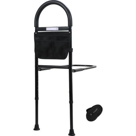 Randaco Barrière de lit Barrière anti-chute pour adultes âgés Poignée de maintien Barrière de lit avec sac de rangement amovible Barrière de lit réglable en hauteur Poignée de lit jusqu'à 150kg