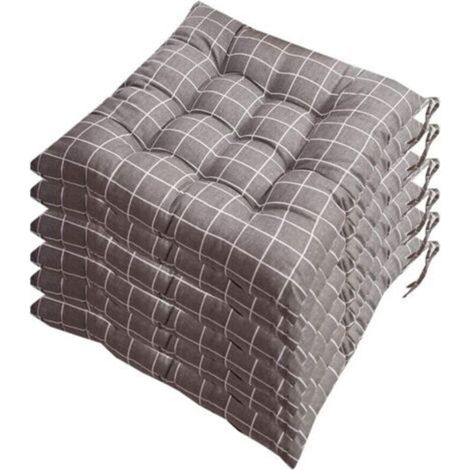 Lot de 6 galettes de chaise 40x40 cm – Rembourrage polyester 100% – Housse 50% coton – Lavable à 30 °C – Utilisation intérieure et extérieure (1/2)