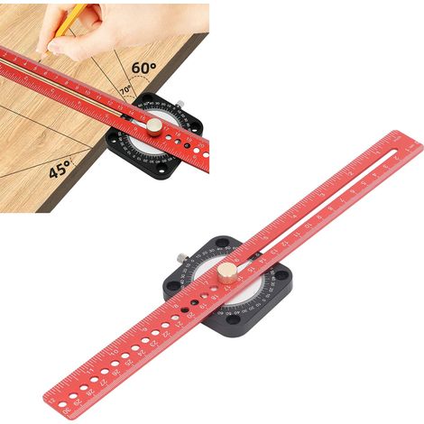 Règle de traçage SL-300 pour le travail du bois, en alliage d'aluminium, avec traceur circulaire, pour traçage parallèle/perpendiculaire et outil de traçage en T. (1/5)
