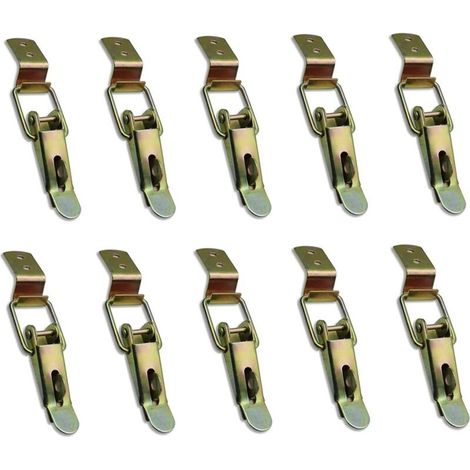 10 Pièces Levier fermé et crochet, Fermeture à bascule, pour tiroir, Levier de verrouillage, boîte à outils, placard, armoire, boîte (jaune galvanisé)
