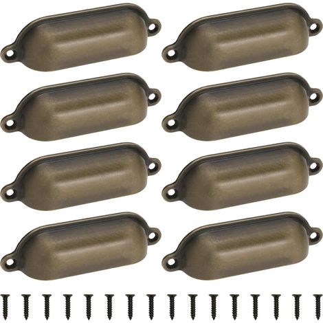 Tiradores de cajón, 100 x 25 mm, estilo retro, tiradores para muebles, bronce, forma de concha, tirador retro para armarios y cajones de cocina