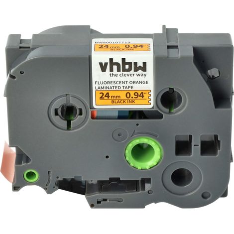 vhbw Label Tape compatible with Brother PT H 500 Li, P 700, 9800 PCN, E 500 VP, H 500 Label Printer 8m x 24 mm, Black on Neon-Orange (1/4)