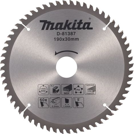 MAKITA D-81387 Multi-purpose TCT 190mm x 30mm x 60T