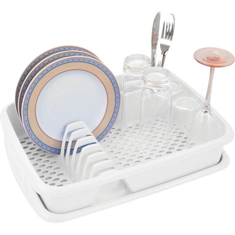 Égouttoir à vaisselle Novaliv avec bac d'égouttage blanc 40 x 30 cm égouttoir pour évier support d'égouttage gain de place pour faire la vaisselle
