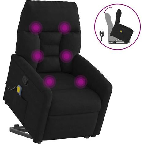 Fauteuil de massage inclinable en tissu microfibre noir (1/5)