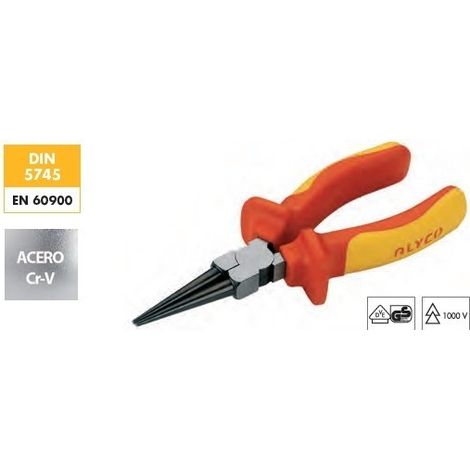 Alicate ALYCO Aislado 160 mm Puntas Redondas Rectas