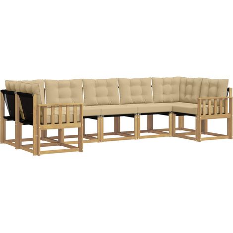 Set di divani da esterno 7 pz Bianco e Beige vidaXL (1/5)