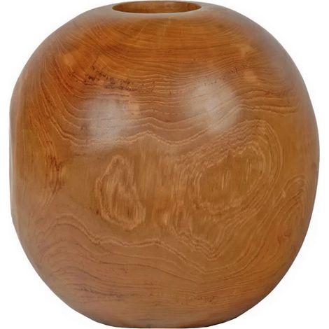 Vase décoratif rond D. 30 cm en bois de teck massif - LEODORE (1/5)