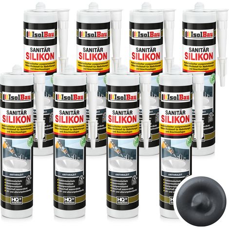 IsolBau Silicone Sanitario Antracite Sanitär Silikon 8 x 300ml (1/5)