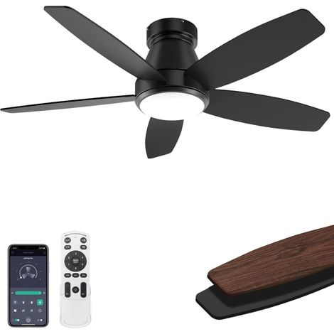 42inch DC Réversibles Ventilateur Plafond Silencieux avec éclairage,3 Températures Lampe Ventilateur Plafond,Minuterie 1/4/8H Ventilateur de Plafond avec Telecommande et APP (Noir) (1/5)
