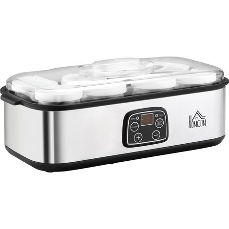 Yogurtiera Elettrica 30W con 8 Vasetti Temperatura Regolabile Argento (1/5)