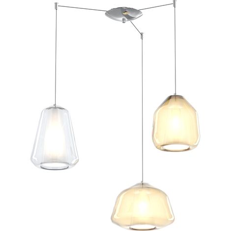 SOSPENSIONE CROMO 3 LUCI SPOSTABILE VETRI ALPHA AM + BETA AM + GAMMA TR 1176CR-S3 S ABG-TA