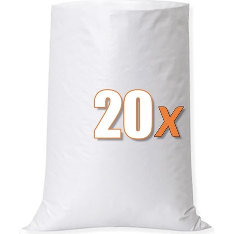 20 Pièces Sacs à Gravats, Sac a Gravats Chantier, Sac Gravat Resistant, Sable En Polypropylène Tissé Blanc Terre Gravier Jardinage Sac - Résistant et Réutilisable,50x90cm (1/5)