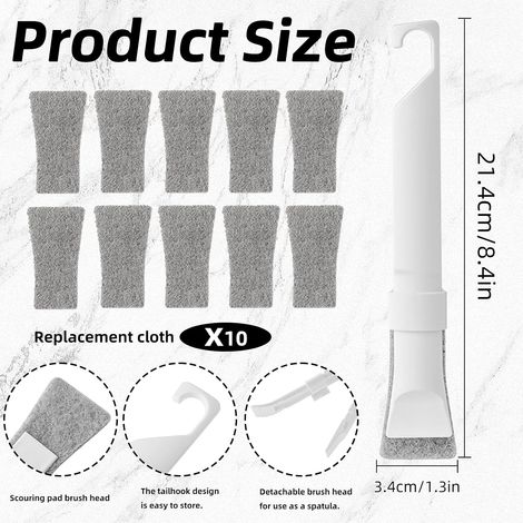Brosse multifonctionnelle 2 en 1 pour les recoins - 10 têtes de rechange - Éponge à récurer - Cuisine et salle de bain (1/4)